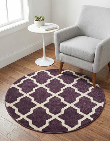 Dark Violet Lattice Round Rug