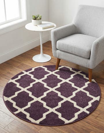 Dark Violet Lattice Round Rug