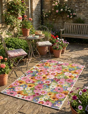 Easy-Clean Botanical Indoor / Outdoor Rug
