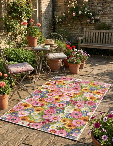 Easy-Clean Botanical Indoor / Outdoor Rug