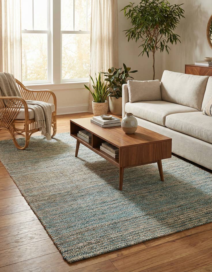Detail image of 5' 3 x 8' Hand Woven Chenille Jute Rug
