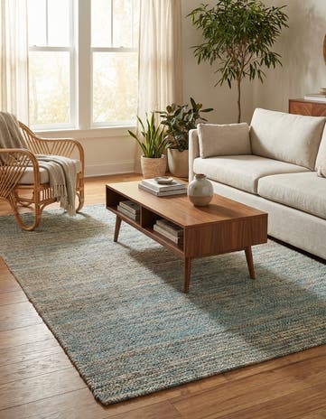 5' 3 x 8' Hand Woven Chenille Jute Rug