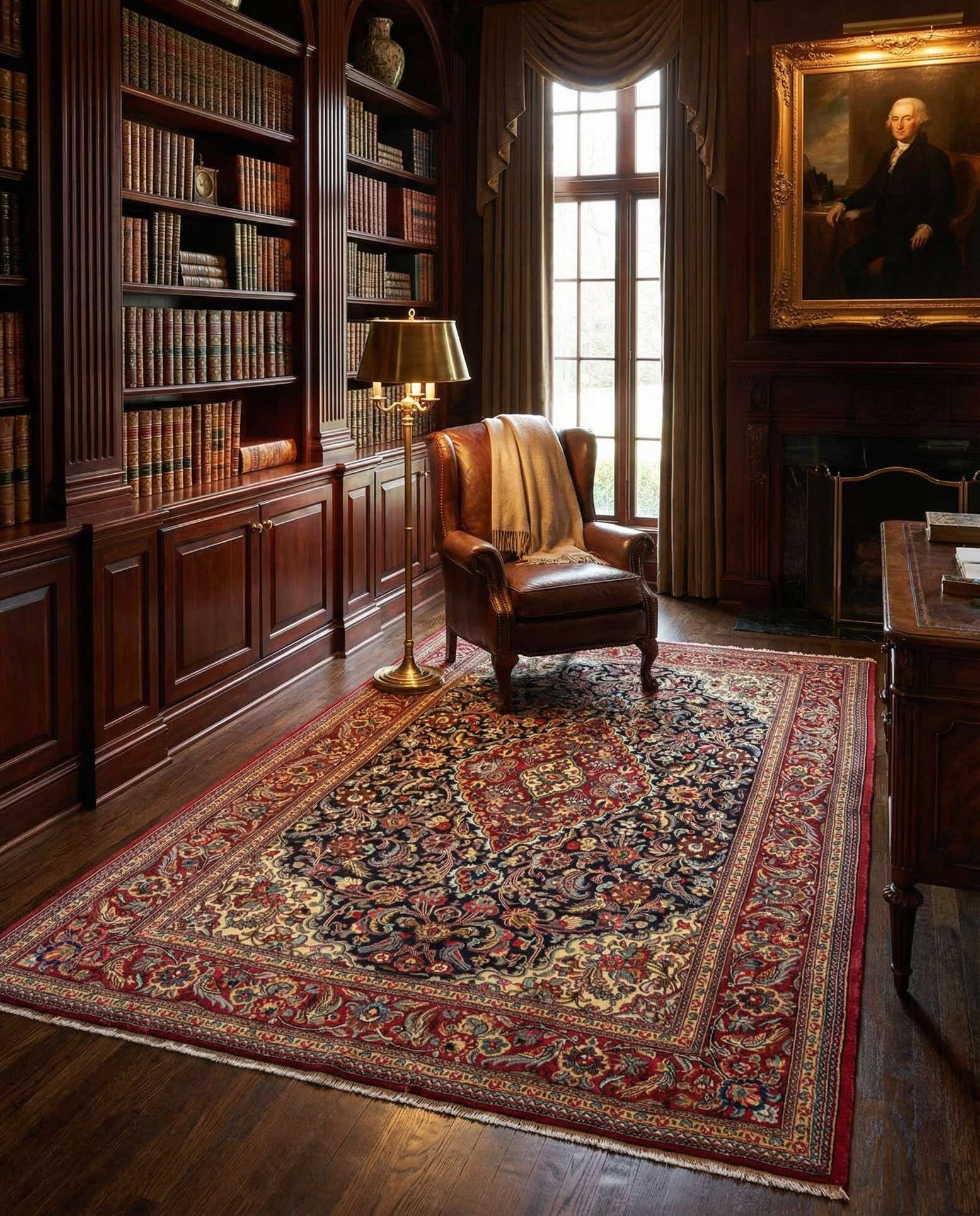 4' 8 x 7' 1 Hand Knotted Qom Persian Rug