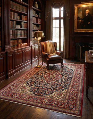 4' 8 x 7' 1 Hand Knotted Qom Persian Rug