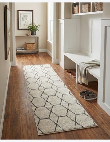 Ivory Lattice Frieze Runner Rug