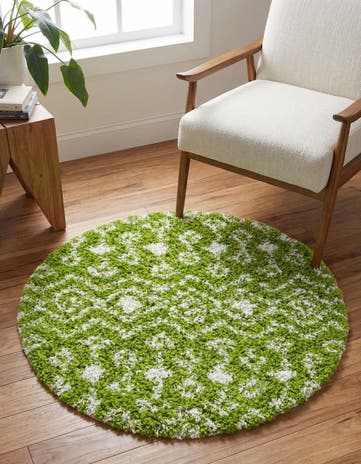 3' x 3' Moroccan Trellis Shag Round Rug