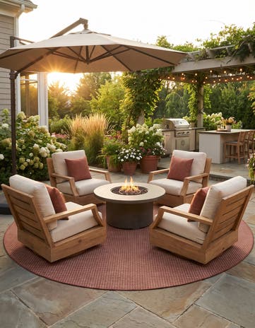 13' x 13' Easy-Clean Checkered Indoor / Outdoor Round Rug