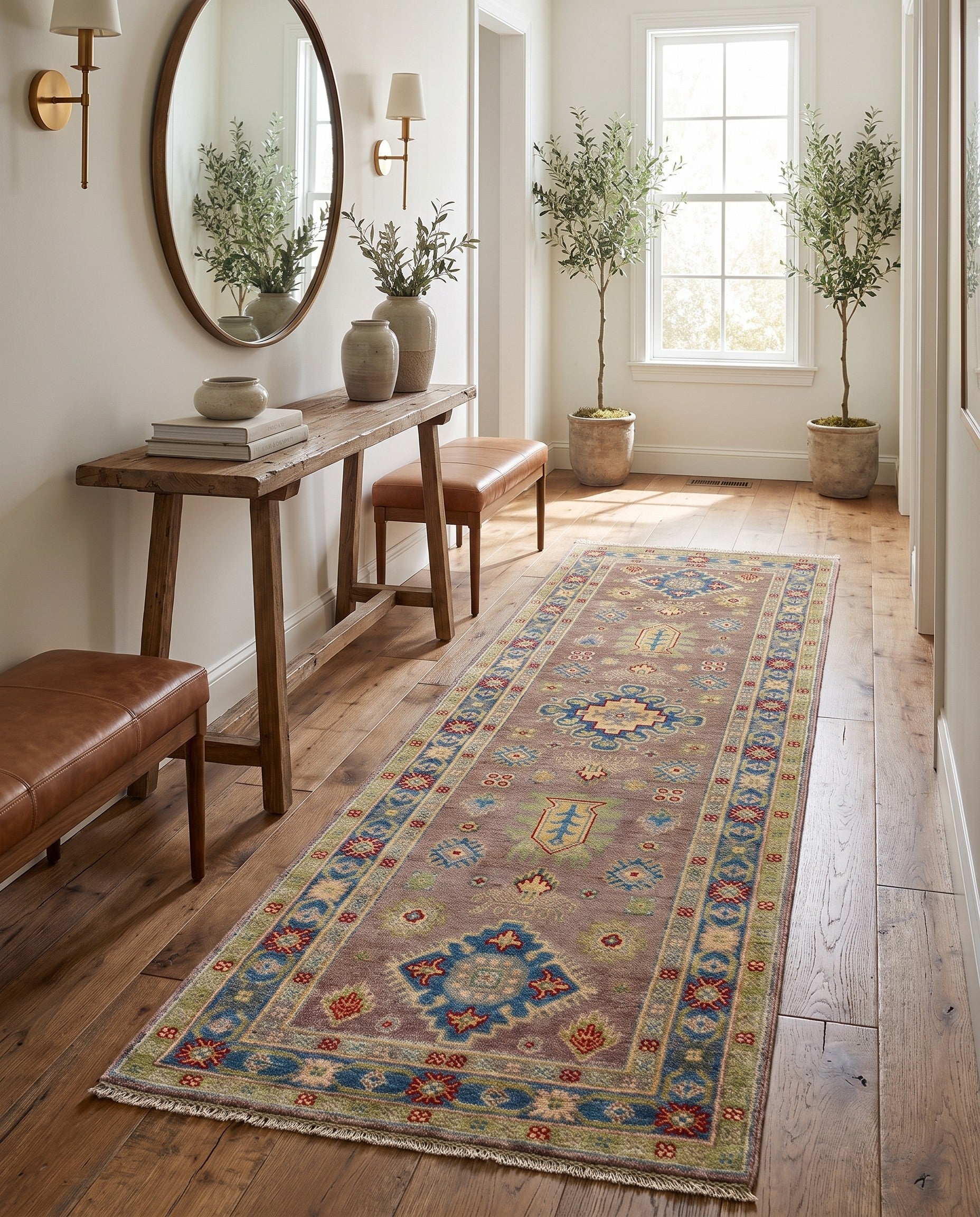 2' 9 x 8' Hand Knotted Kazak Runner Rug