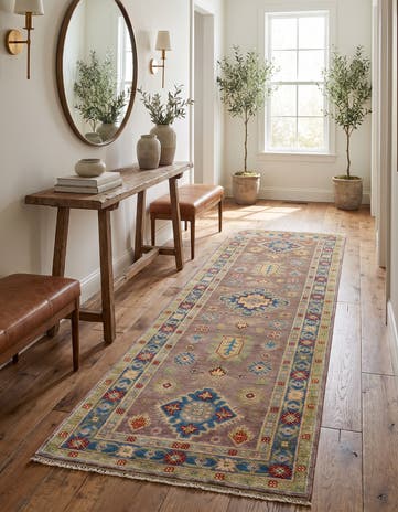 2' 9 x 8' Hand Knotted Kazak Runner Rug