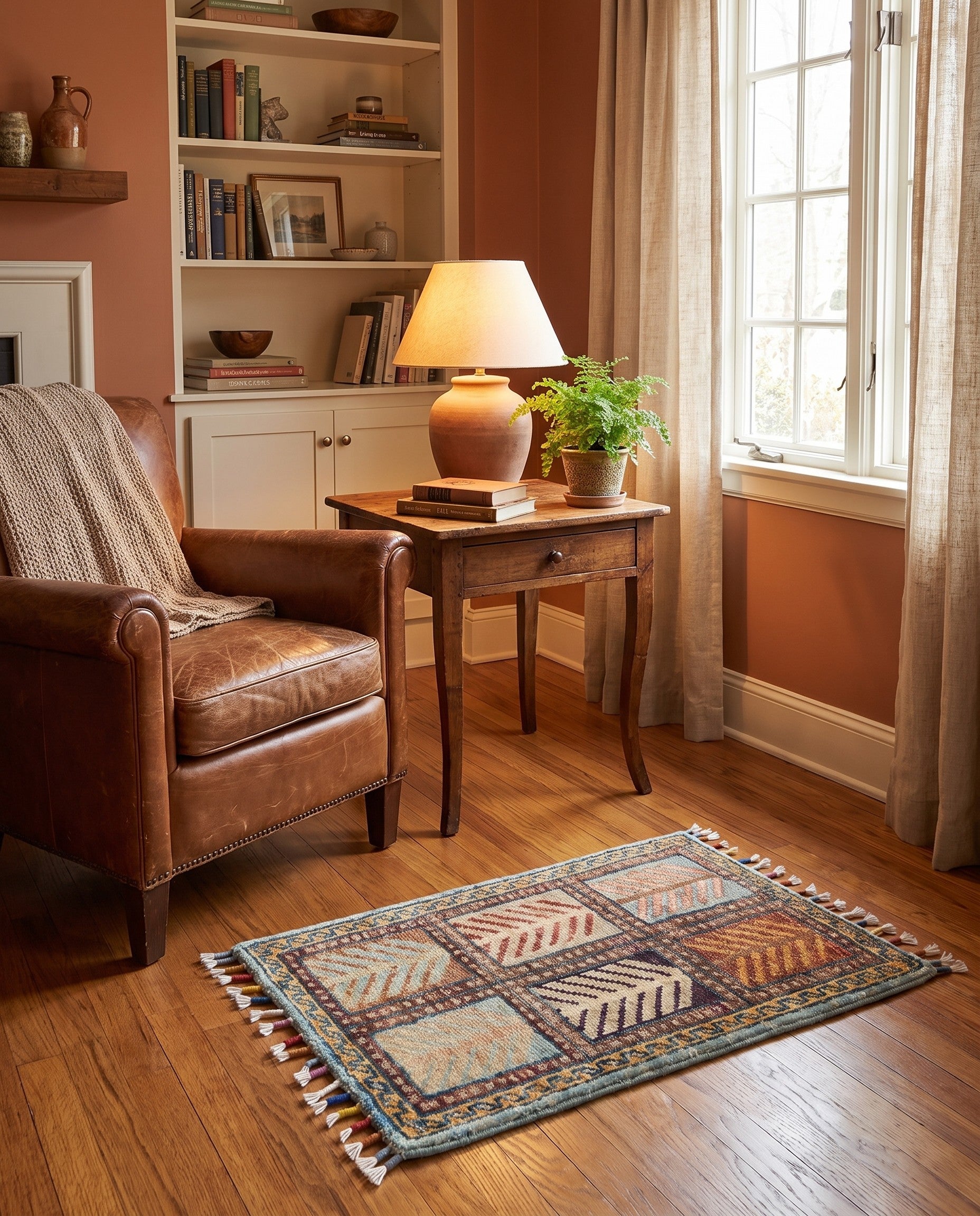 1' 4 x 2' Hand Knotted Ziegler Rug