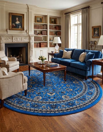 Dark Blue Yasmin Round Rug