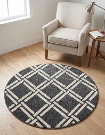 Black Lattice Round Rug