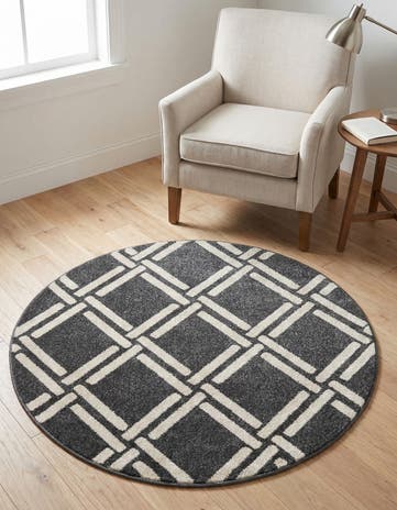 Black Lattice Round Rug