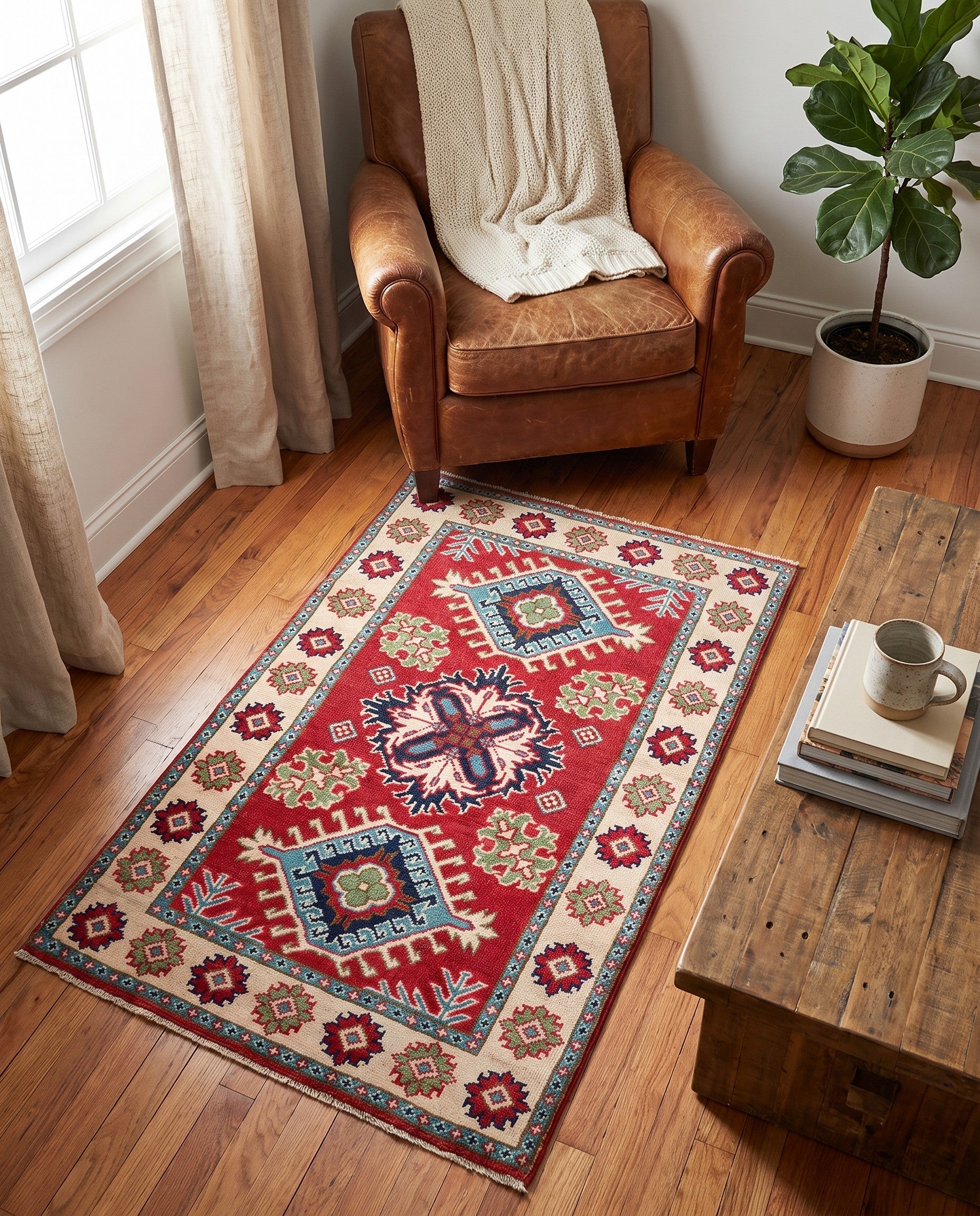 2' 7 x 4' 1 Hand Knotted Kazak Rug