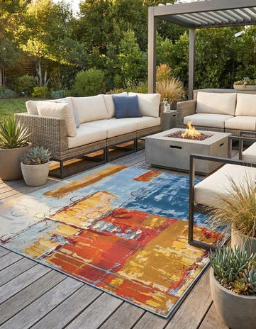 6' x 6' Easy-Clean Modern Indoor / Outdoor Square Rug