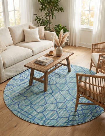 Light Blue Alexis Round Rug