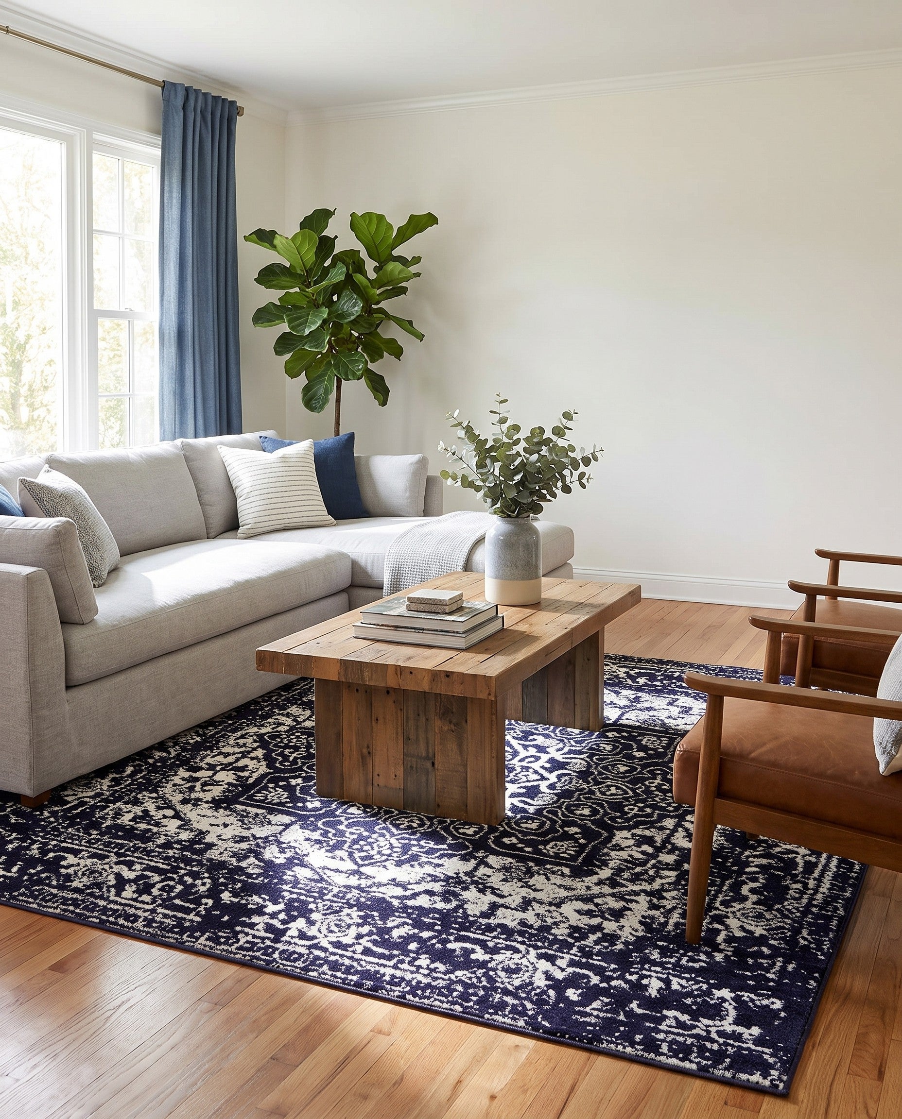 Navy Blue Arlington Square Rug