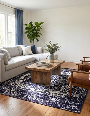 Navy Blue Arlington Square Rug