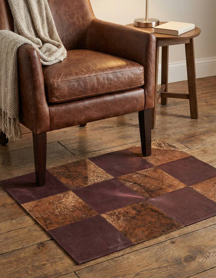 Detail image of 2' 1 x 3' 1 Cowhide Leather Rug