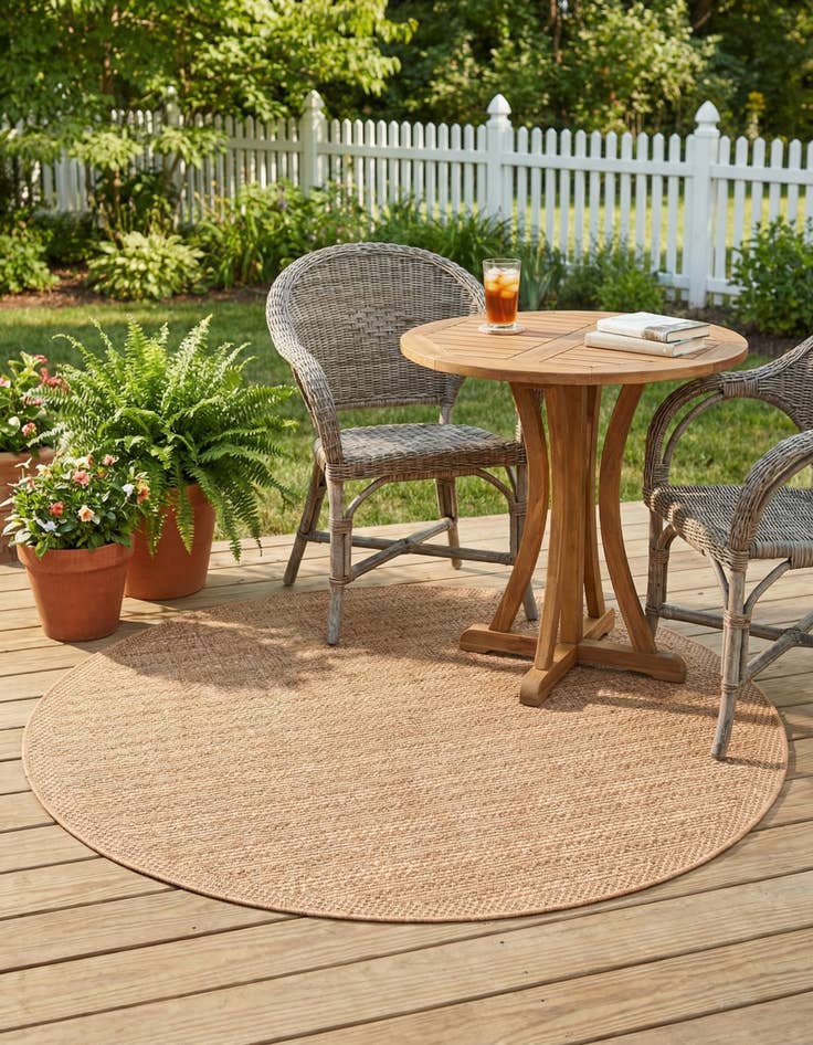 Detail image of 6' x 6' Washable Border Indoor / Outdoor Round Rug
