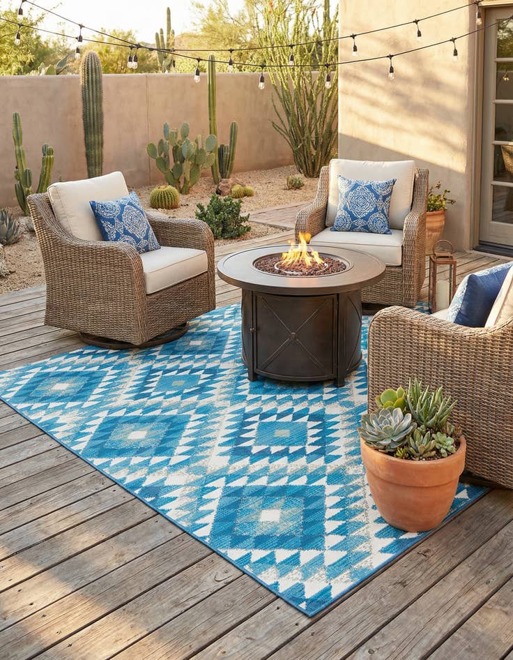 Detail image of 6' x 6' Washable Southwestern Indoor / Outdoor Square Rug