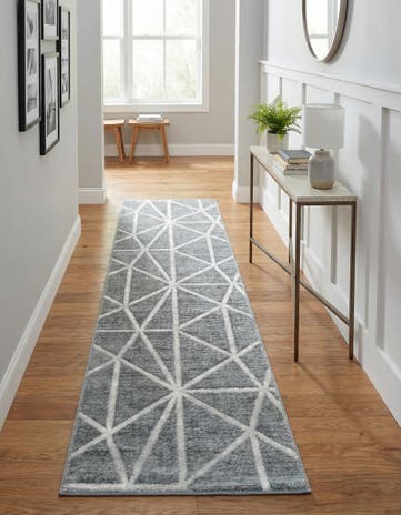 Gray Lattice Trellis Runner Rug