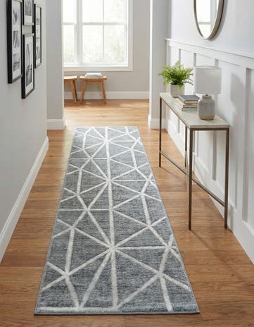 Gray Lattice Trellis Runner Rug