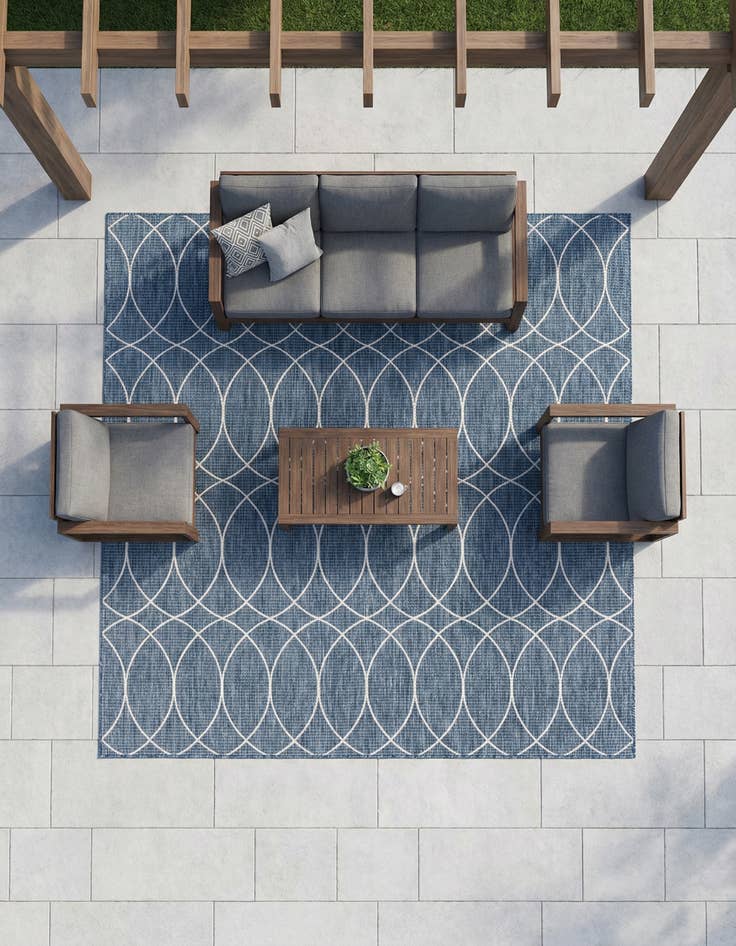 Detail image of 10' x 10' Easy-Clean Trellis Indoor / Outdoor Square Rug