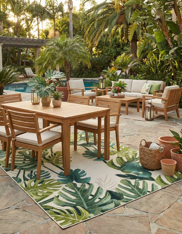 Detail image of 7' 10 x 10' Washable Botanical Indoor / Outdoor Rug