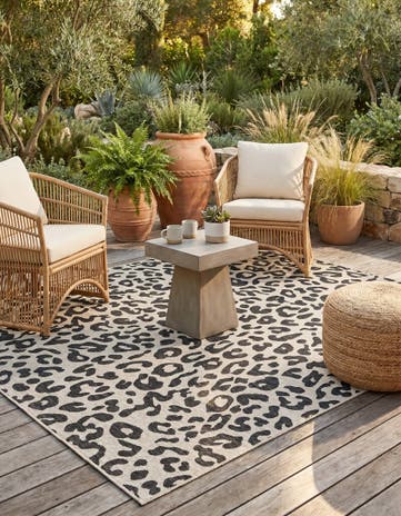 Light Gray Easy-Clean Safari Indoor / Outdoor Square Rug