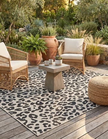 Light Gray Easy-Clean Safari Indoor / Outdoor Square Rug