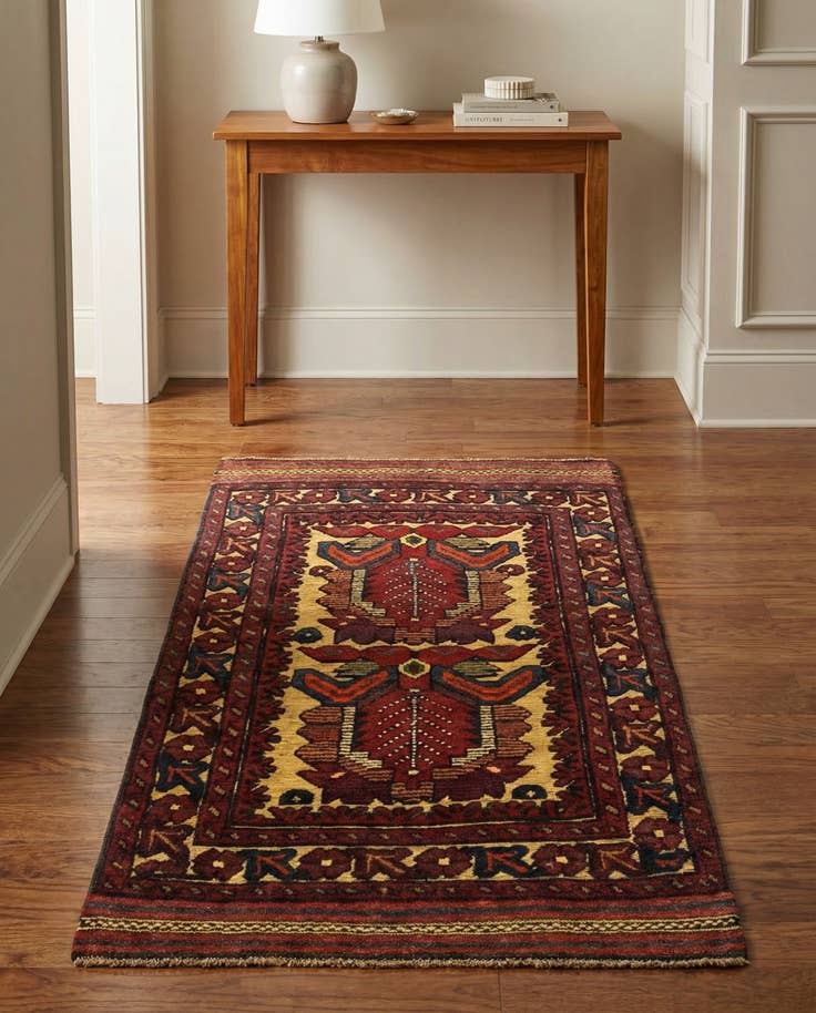 Detail image of 2' 6 x 4' 7 Hand Knotted Sumak Wool Runner Rug