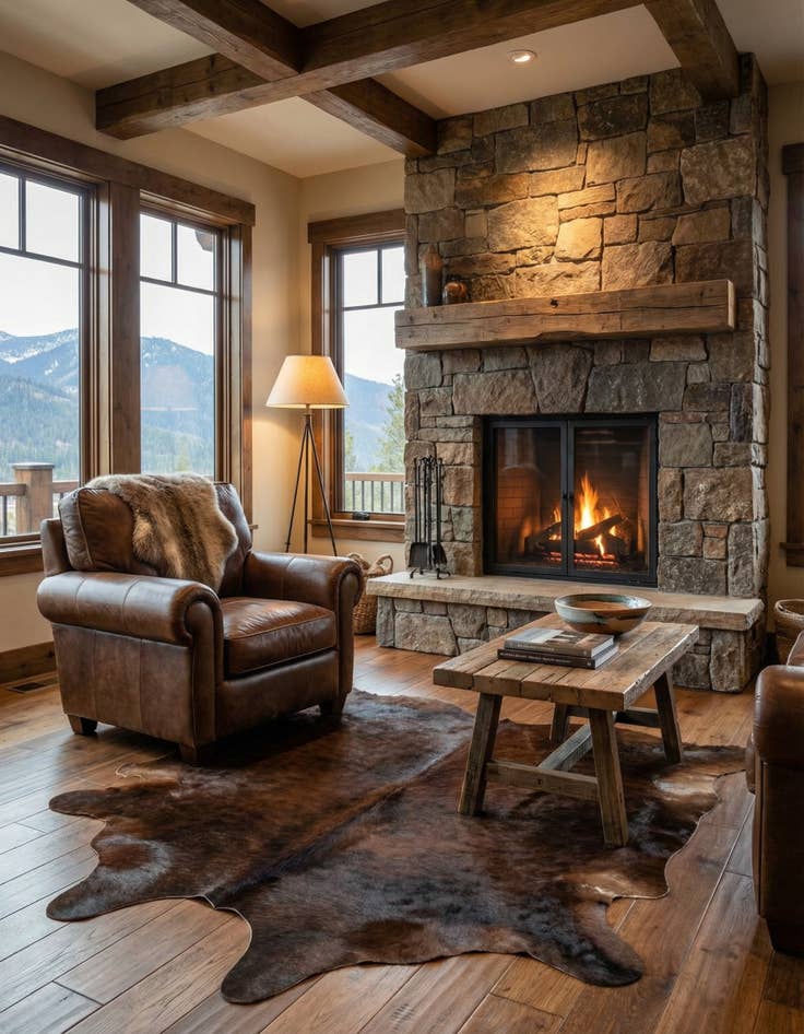 Detail image of 5' x 5' Cowhide Leather Square Rug