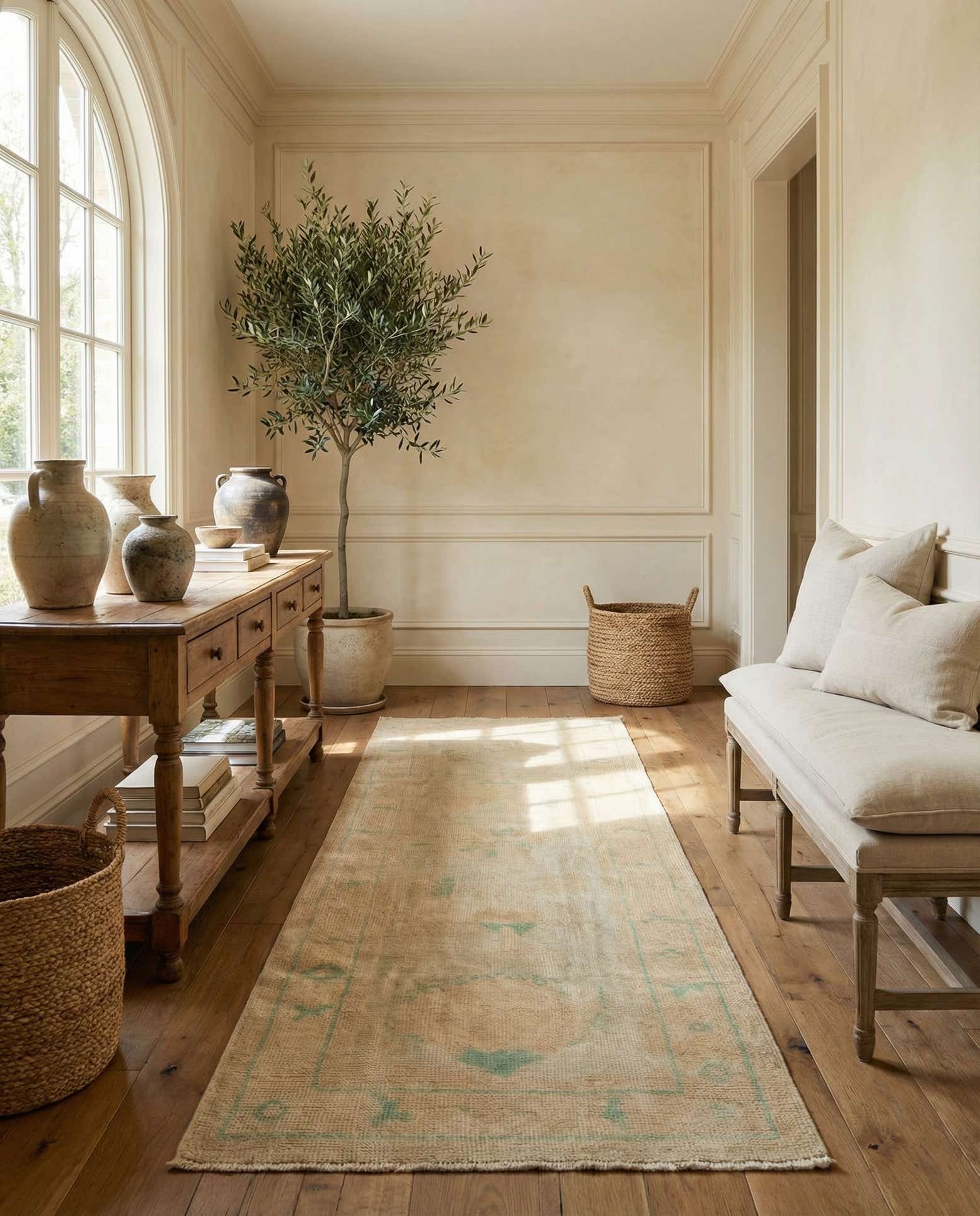 2' 8 x 7' 10 Hand Knotted Oushak Wool Runner Rug