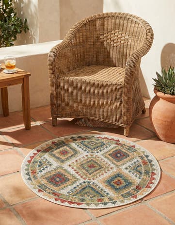 3' x 3' Easy-Clean Baja Indoor / Outdoor Round Rug