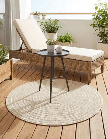 Beige Easy-Clean Sabrina Soto Indoor / Outdoor Round Rug