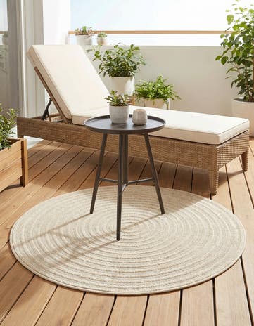 Beige Easy-Clean Sabrina Soto Indoor / Outdoor Round Rug