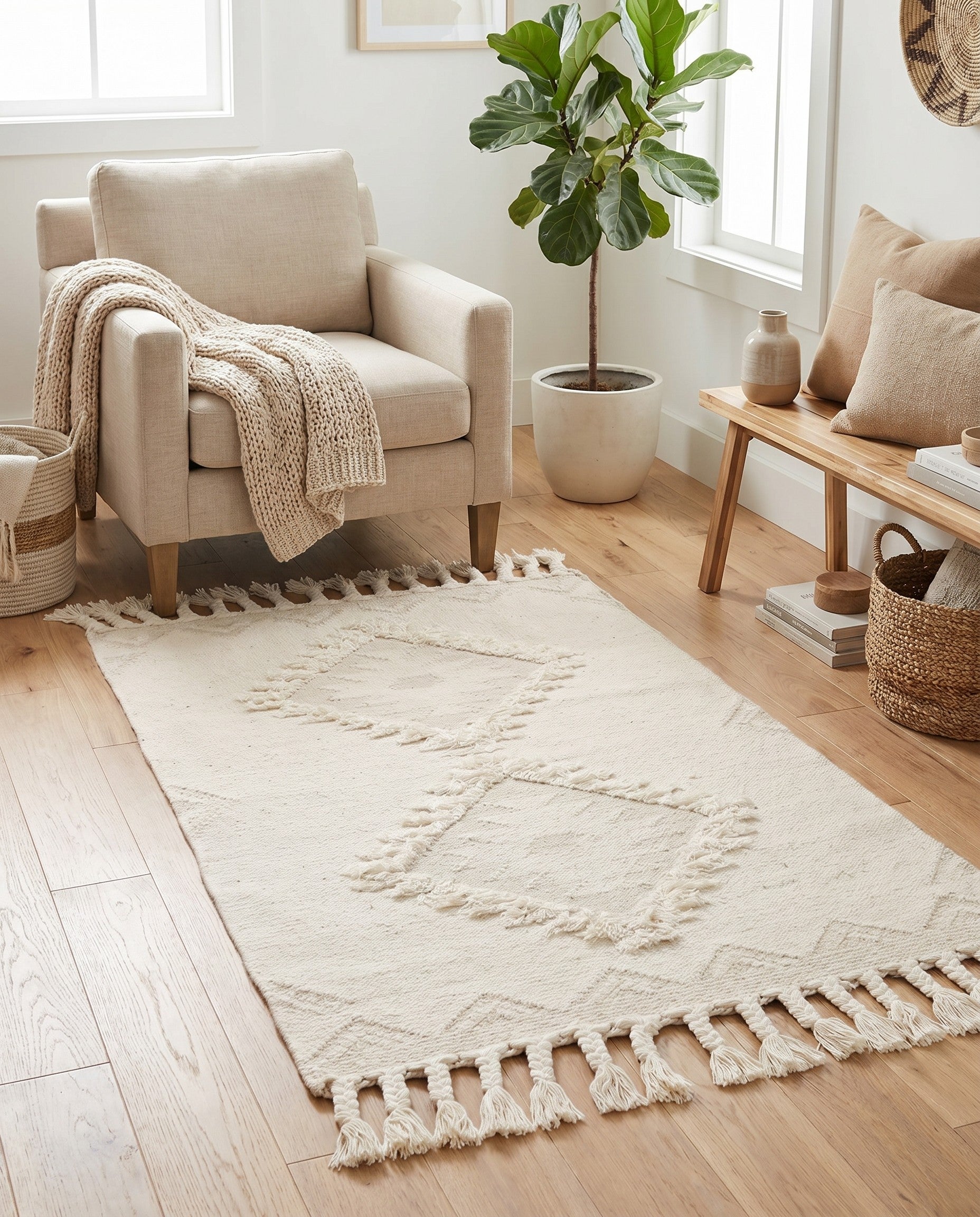 Ivory Hand Woven Arizona Wool Rug