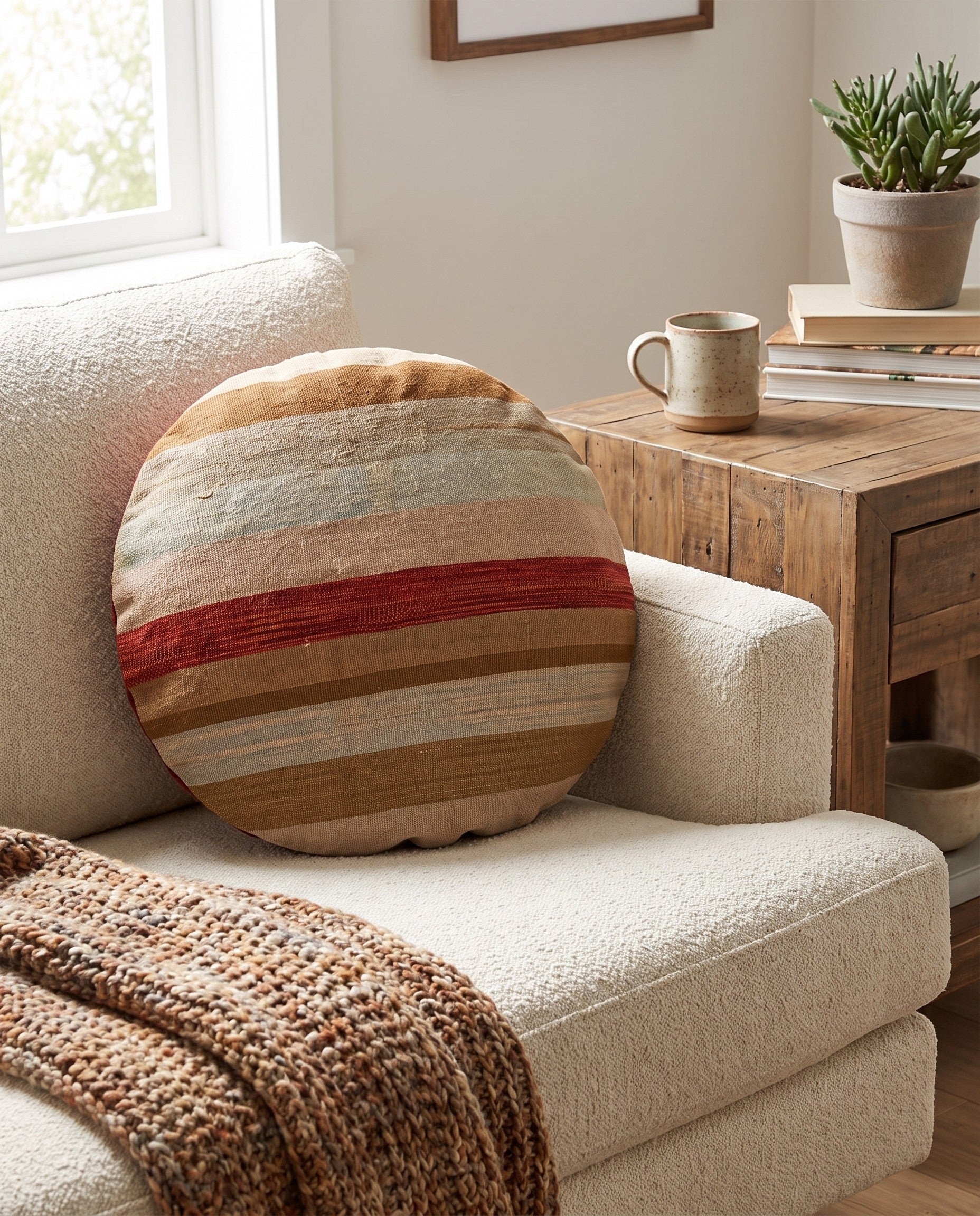 2' 5 x 2' 5 Hand Woven Pillow Wool Round Rug