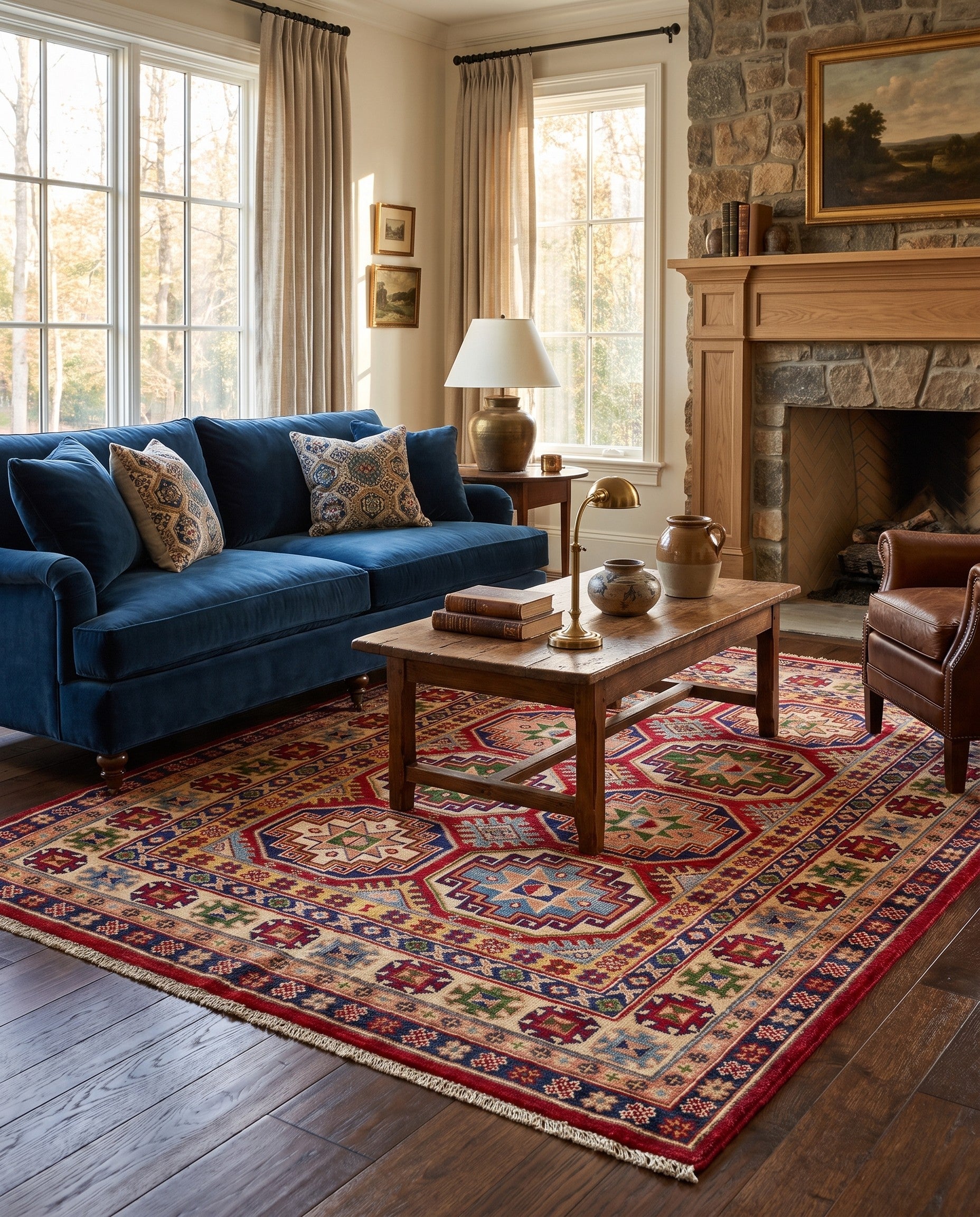 4' 2 x 5' 10 Hand Knotted Kazak Rug