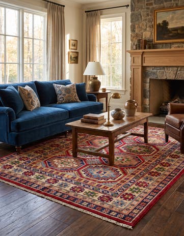 4' 2 x 5' 10 Hand Knotted Kazak Rug