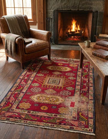 2' 8 x 4' 4 Hand Knotted Kazak Persian Wool Rug