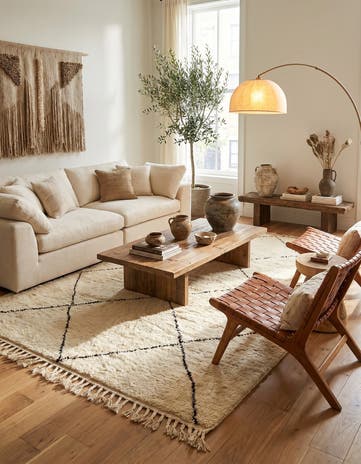 6' 8 x 10' 3 Hand Knotted Moroccan Wool Rug