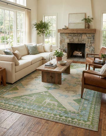 Green Washable Mesa Rug