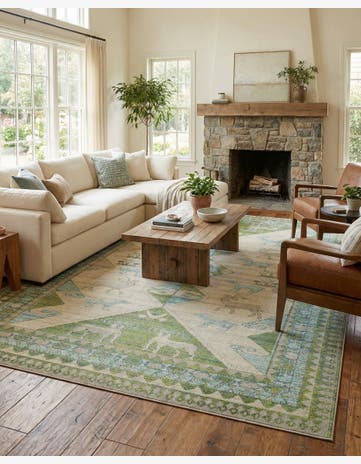 Green Washable Mesa Rug