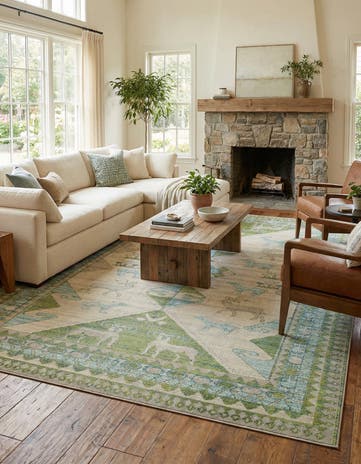 Green Washable Mesa Rug