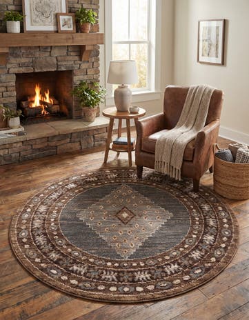 Blue Grand Tradition Round Rug
