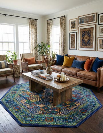 Navy Blue Calypso Octagon Rug