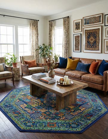 Navy Blue Calypso Octagon Rug