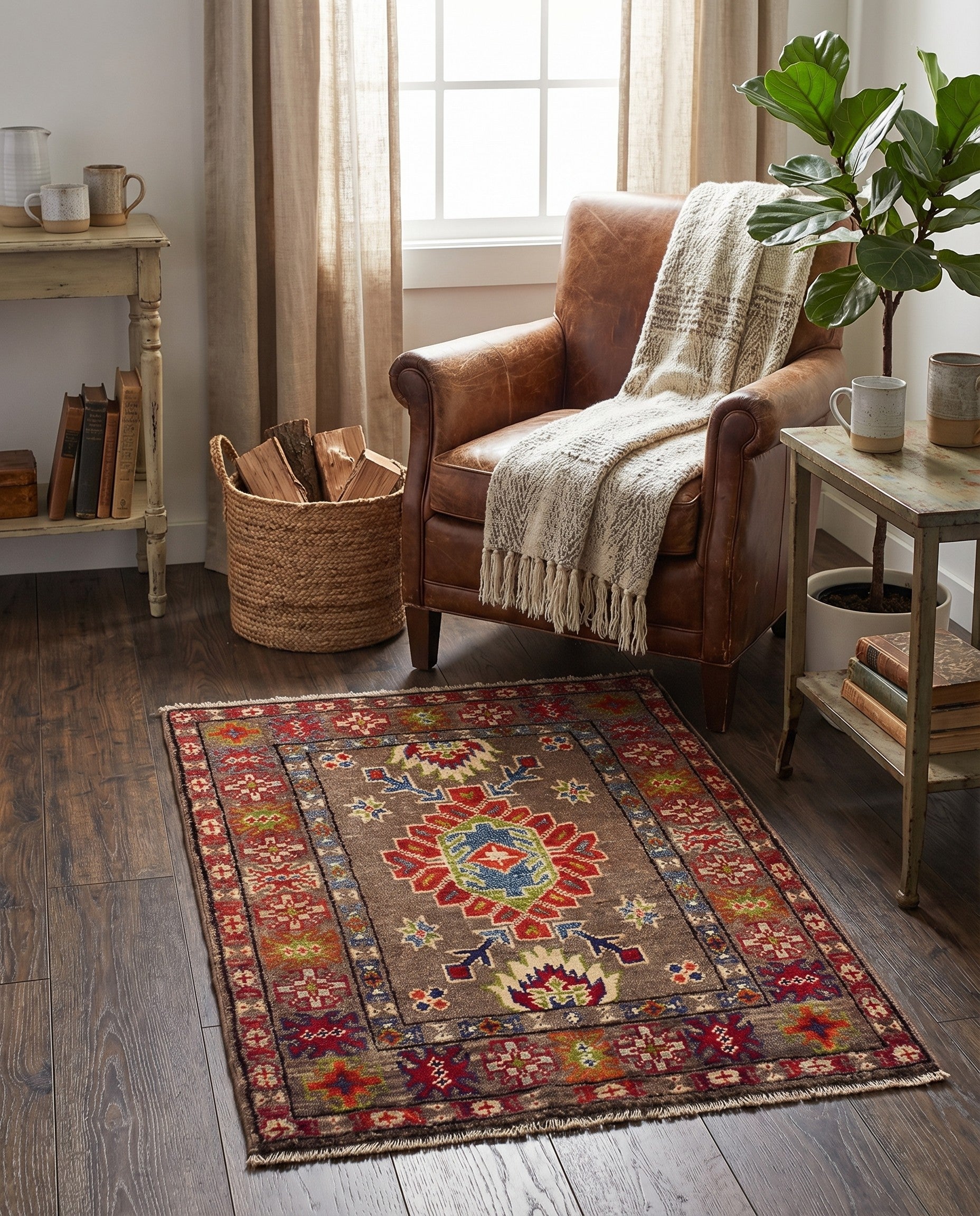 2' x 3' 1 Hand Knotted Kazak Rug